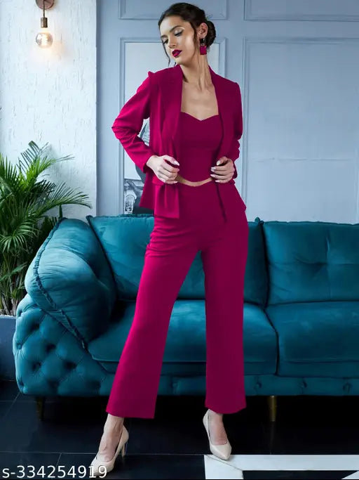 Women's Elegant Black Blazer Co-ord Set – 3 Piece Formal & Party Wear