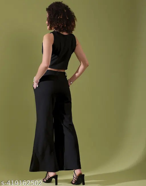 Women's Stylish Co-ord Set – Sleeveless Top & Wide-Leg Pants