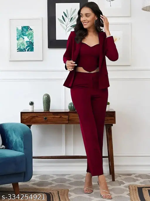 Women's Elegant Black Blazer Co-ord Set – 3 Piece Formal & Party Wear